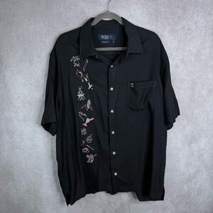 NAT NAST Silk BBQ Retro MCM Bowling Shirt In Black Men's Size XL